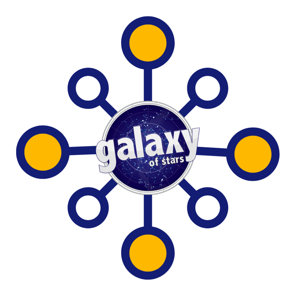 Galaxy of Stars logo with source bubbles.
